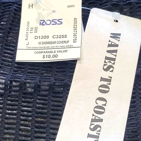 NWT 2X Black Sheer Lace Knit Spaghetyi Strap Mini Swimsuit Coverup - Picture 4 of 5